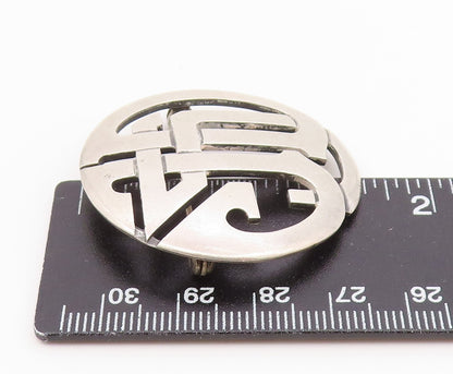 RAJ 925 Sterling Silver   Vintage Shiny Smooth Open Design Brooch Pin  BP6629