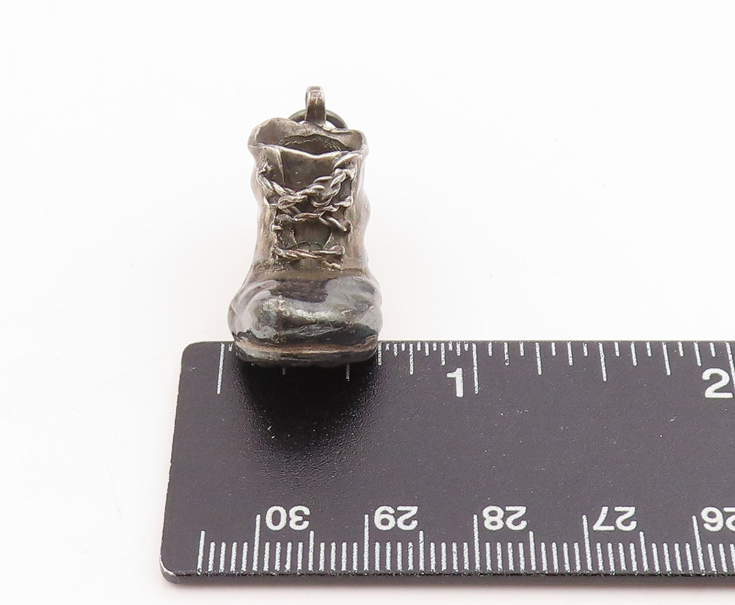 925 Sterling Silver Vintage Pendant Dark Tone Baby Bootie Shoe Charm  PT25268