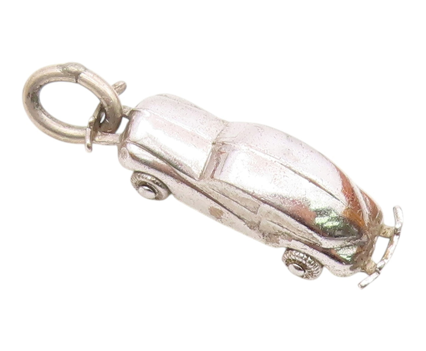 925 Sterling Silver  Vintage Shiny Smooth Petite Car Drop Pendant  PT16393