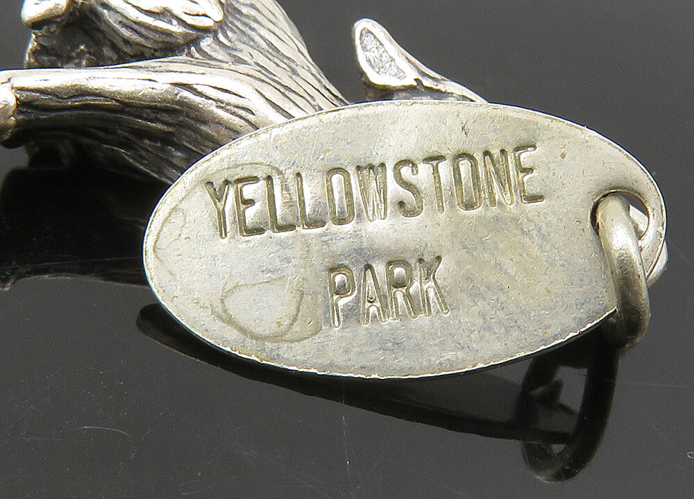925 Sterling Silver  Vintage Howling Wolf Yellowstone Park Pendant  PT17427