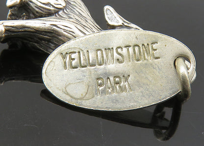 925 Sterling Silver  Vintage Howling Wolf Yellowstone Park Pendant  PT17427