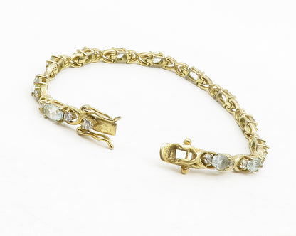 925 Sterling Silver  Aquamarine & Topaz Gold Plated Chain Bracelet  BT5105