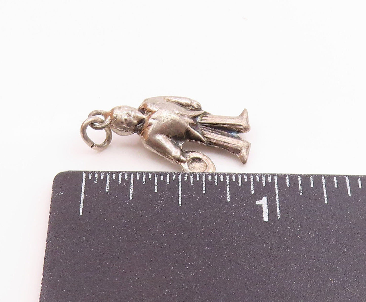 925 Sterling Silver  Vintage Petite Man In Suit With Hat Pendant  PT17956