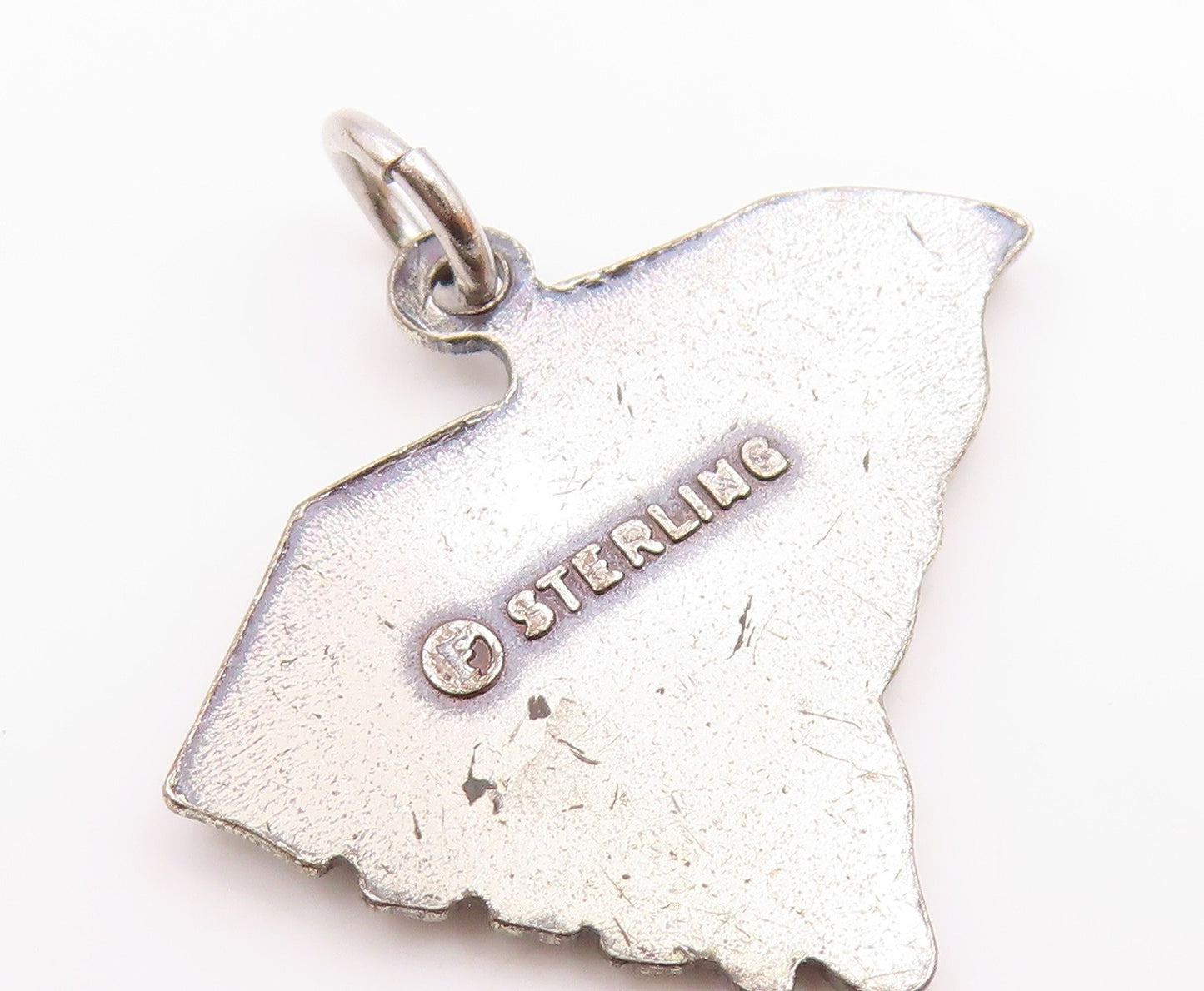 925 Sterling Silver  Vintage South Carolina Map Souvenir Pendant  PT20461