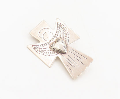 CAROLYN POLLLACK 925 Silver  Vintage Flying Angle Cross Brooch Pin  BP10381