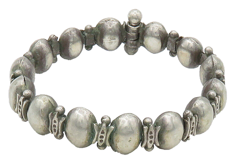 925 Sterling Silver  Vintage Antique Hollow Oval Hinge Chain Bracelet  BT6352