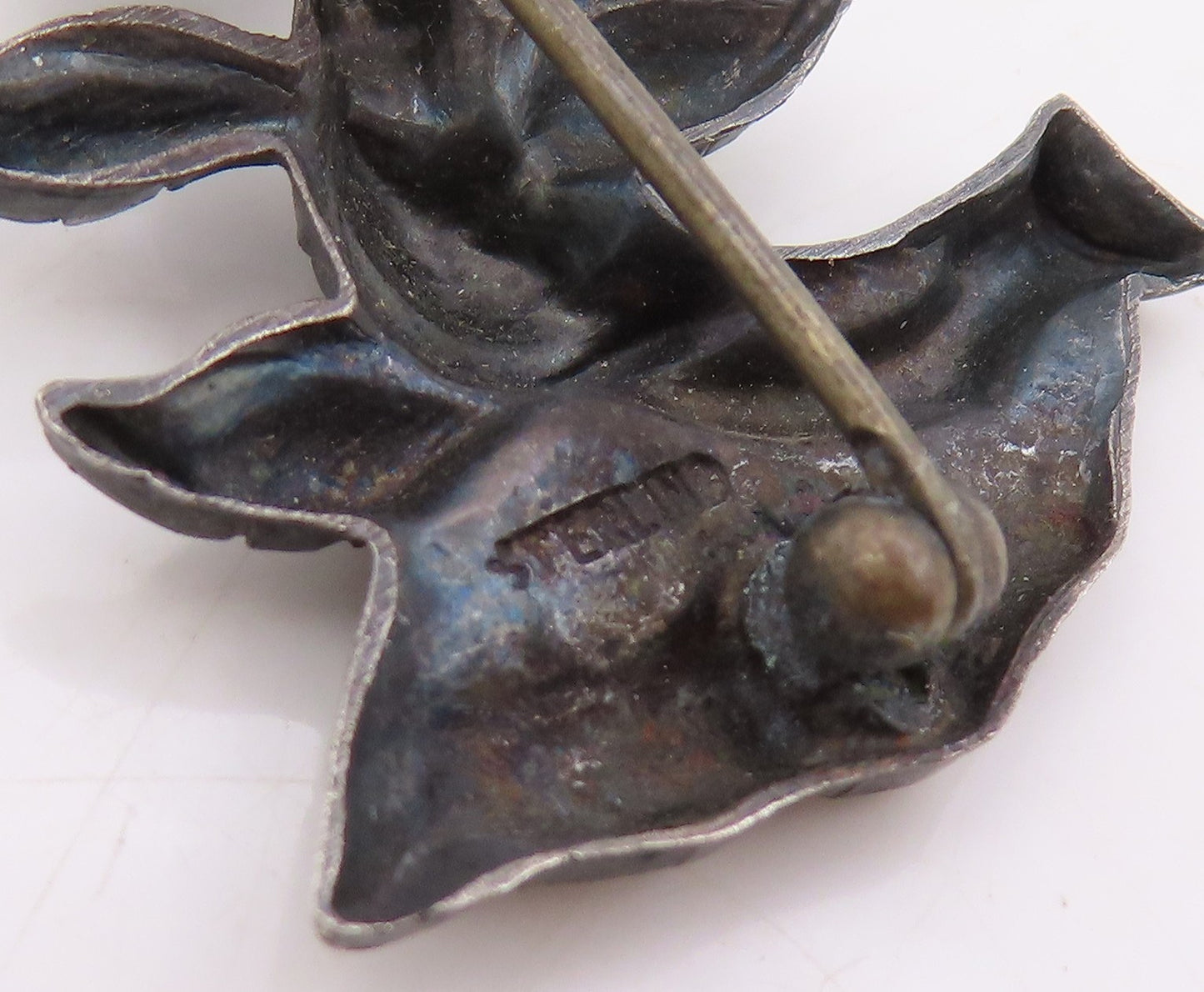 925 Sterling Silver Vintage Brooch Pin Botanical Floral Leaf Sculpture  BP12245