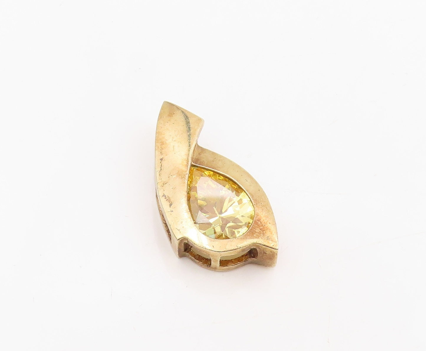 925 Sterling Silver Vintage Pendant Gold Plated Teardrop Citrine Charm  PT25552