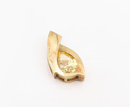 925 Sterling Silver Vintage Pendant Gold Plated Teardrop Citrine Charm  PT25552