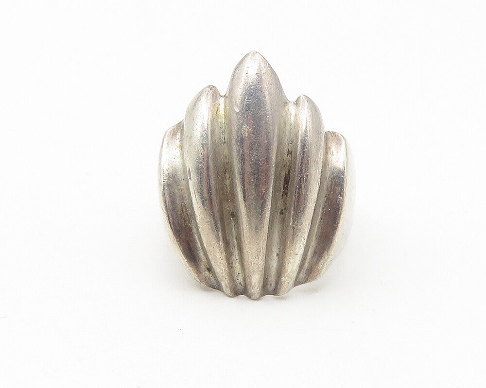 MEXICO 925 Sterling Silver  Vintage Fluted Pointed Band Ring Sz 7  RG11368