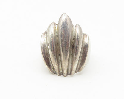MEXICO 925 Sterling Silver  Vintage Fluted Pointed Band Ring Sz 7  RG11368