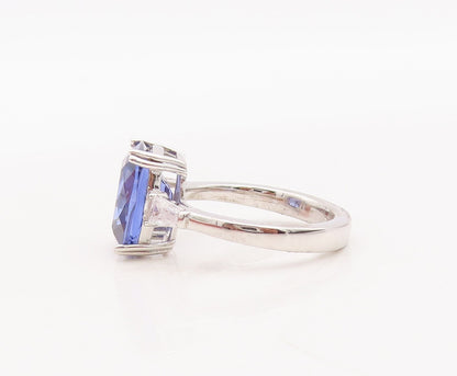 925 Sterling Silver Vintage Ring Rectangle Cut Two Tone Topaz  Sz 7  RG29307