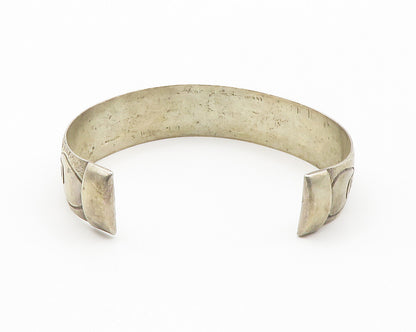 925 Sterling Silver  Vintage Etched Pattern Round Cuff Bracelet  BT5710