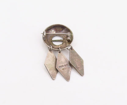 925 Sterling Silver Vintage Brooch Pin SWEDEN Diamond Shape Floral Drop  BP12286