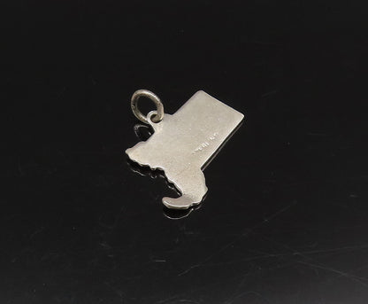 925 Sterling Silver Vintage Enamel Massachusetts State Souvenir Pendant PT21631