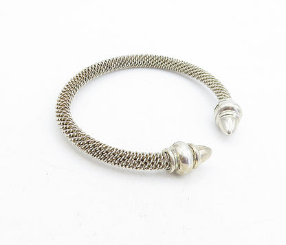 ESPO 925 Sterling Silver  Vintage Shiny Pointed Ends Cuff Bracelet  BT1965