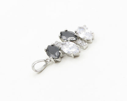 925 Sterling Silver  Marquise Cut Cubic Zirconia & Hematite Pendant  PT14607