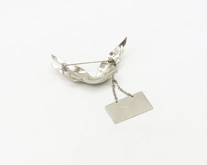 925 Sterling Silver  Vintage Shiny Flying Dove With Letter Brooch Pin  BP7166