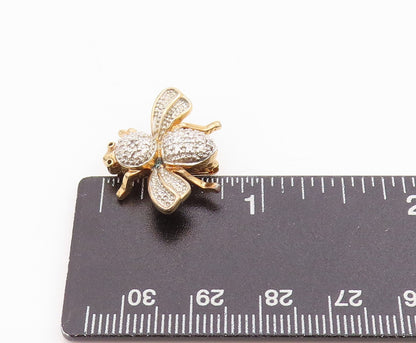 925 Sterling Silver Vintage Brooch Gold Plated CZ Honey Bee  BP11702