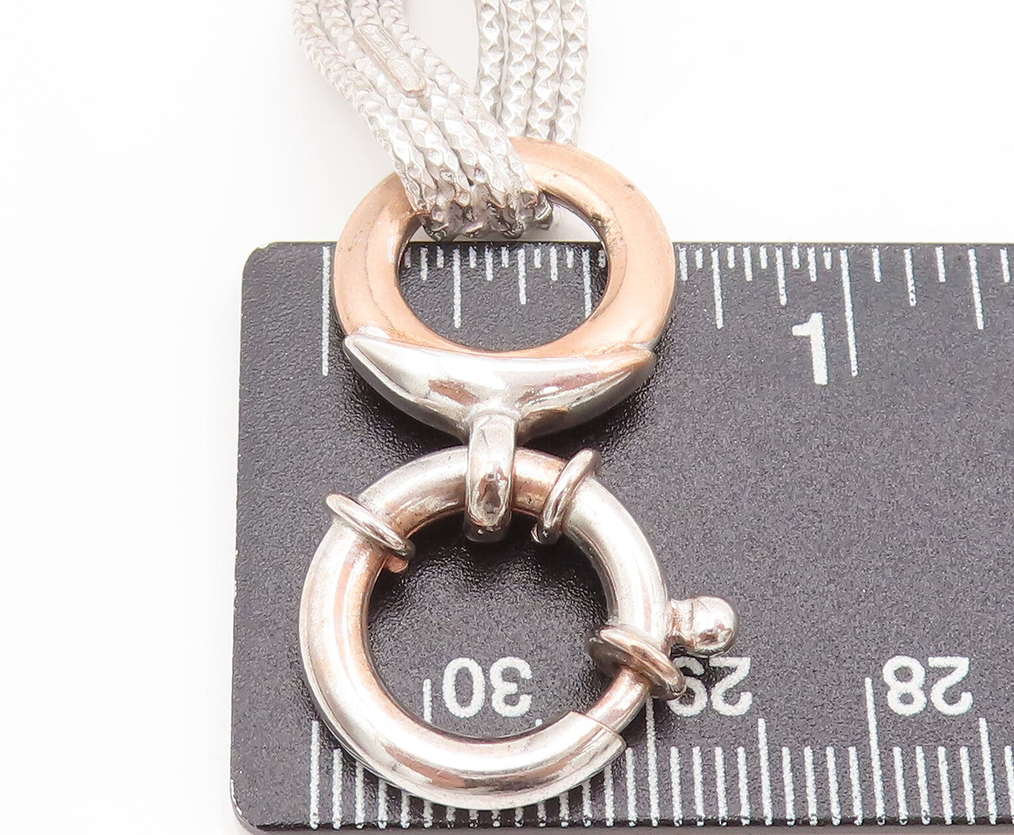 925 Sterling Silver  Vintage Designer Swirly Roped Link Ring Necklace  NE4155