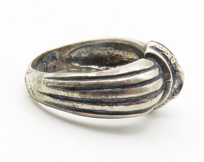 925 Sterling Silver  Vintage Dark Tone X Dome Ribbed Band Ring Sz 7  RG11806