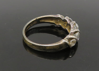 925 Silver  Vintage Cubic Zirconia 5 Stone Petite Band Ring Sz 5  RG22211