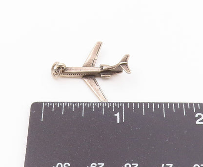 925 Sterling Silver  Vintage Petite Airplane Motif Dark Tone Pendant  PT16857