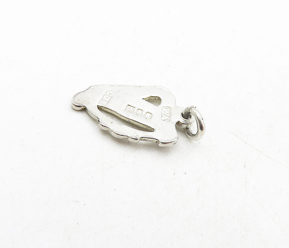 925 Sterling Silver  Vintage Petite Harp Musical Instrument Pendant  PT6821