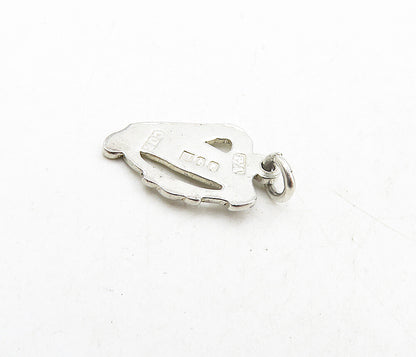 925 Sterling Silver  Vintage Petite Harp Musical Instrument Pendant  PT6821