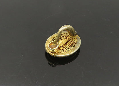 CHINESE 925 Sterling Silver  Vintage Floral Carved Cinnabar Pendant  PT17558
