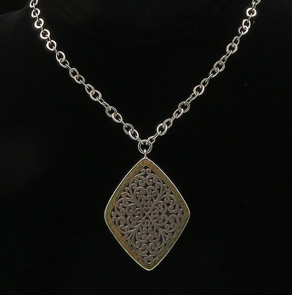 LOIS HILL 925 Silver  Vintage Shiny Two Tone Swirl Chain Necklace  NE3578