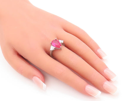 925 Sterling Silver Vintage Ring Drop Cut Pink & White Heart CZ  Sz 7  RG29606