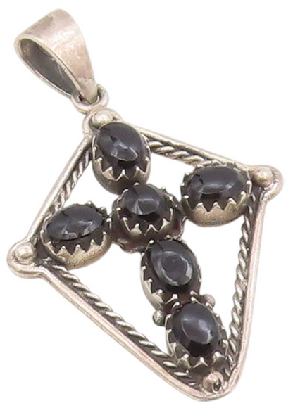 925 Sterling Silver Vintage Pendant Oval Onyx Geometric Religious Cross  PT25791