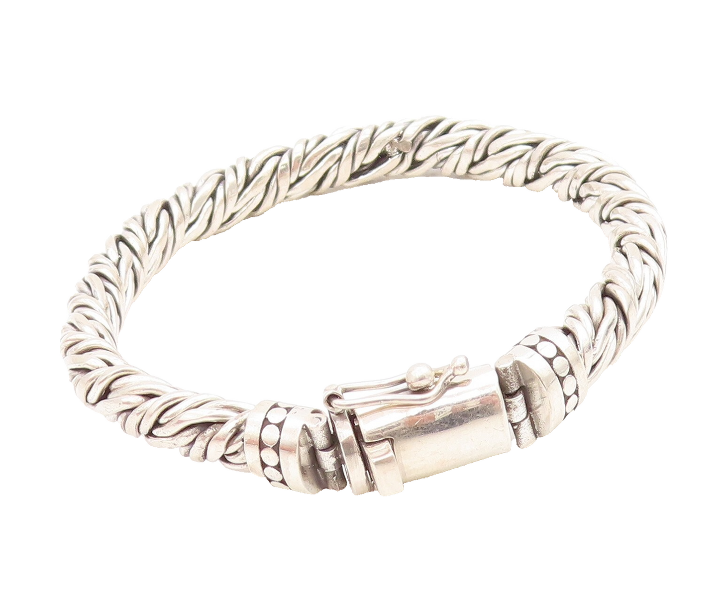 925 Sterling Silver Vintage Bracelet SAMUEL BENHAM Brutalist Braded BT10997