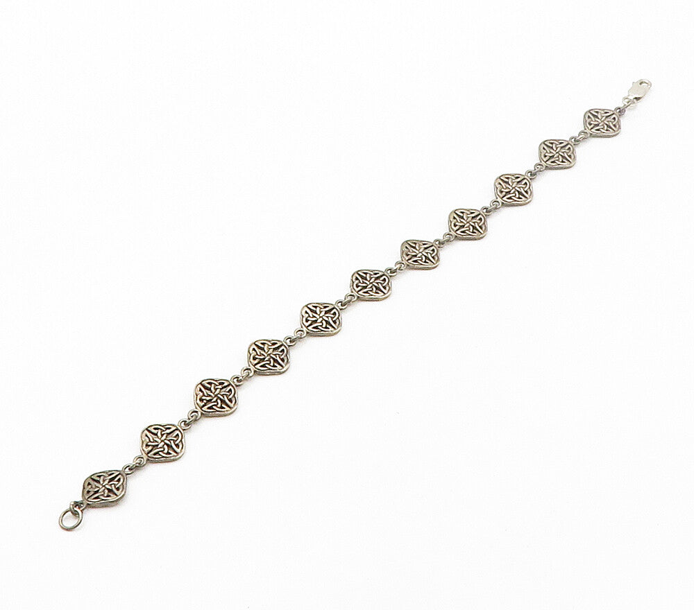 PETER STONE 925 Sterling Silver  Vintage Celtic Knot Chain Bracelet  BT6503