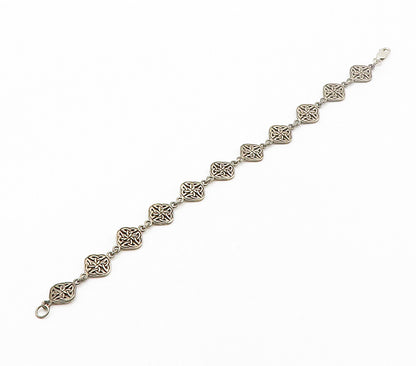 PETER STONE 925 Sterling Silver  Vintage Celtic Knot Chain Bracelet  BT6503