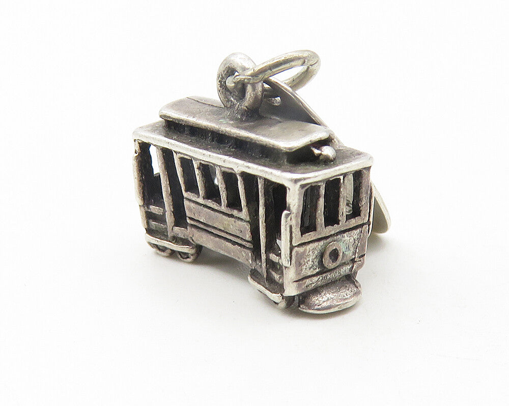 925 Sterling Silver  Vintage Petite San Francisco Cable Car Pendant  PT9385