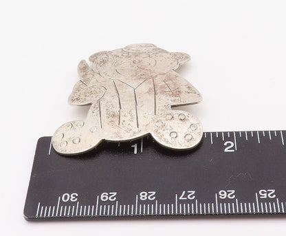 925 Sterling Silver Vintage Brooch Pin MEXICO Solid Etched Teddy Bear  BP11172