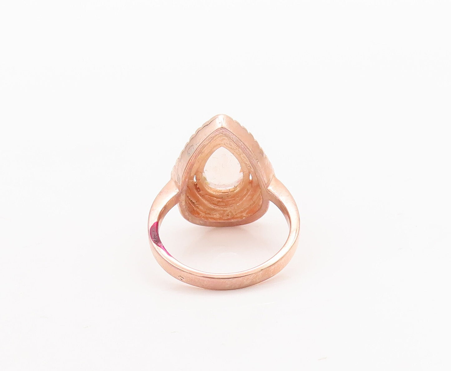 925 Sterling Silver Vintage Ring Rose Gold Plated Drop Morganite CZ Sz 7 RG29634