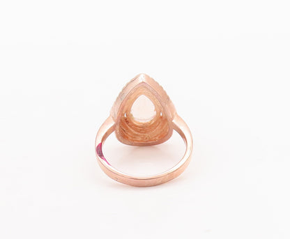 925 Sterling Silver Vintage Ring Rose Gold Plated Drop Morganite CZ Sz 7 RG29634