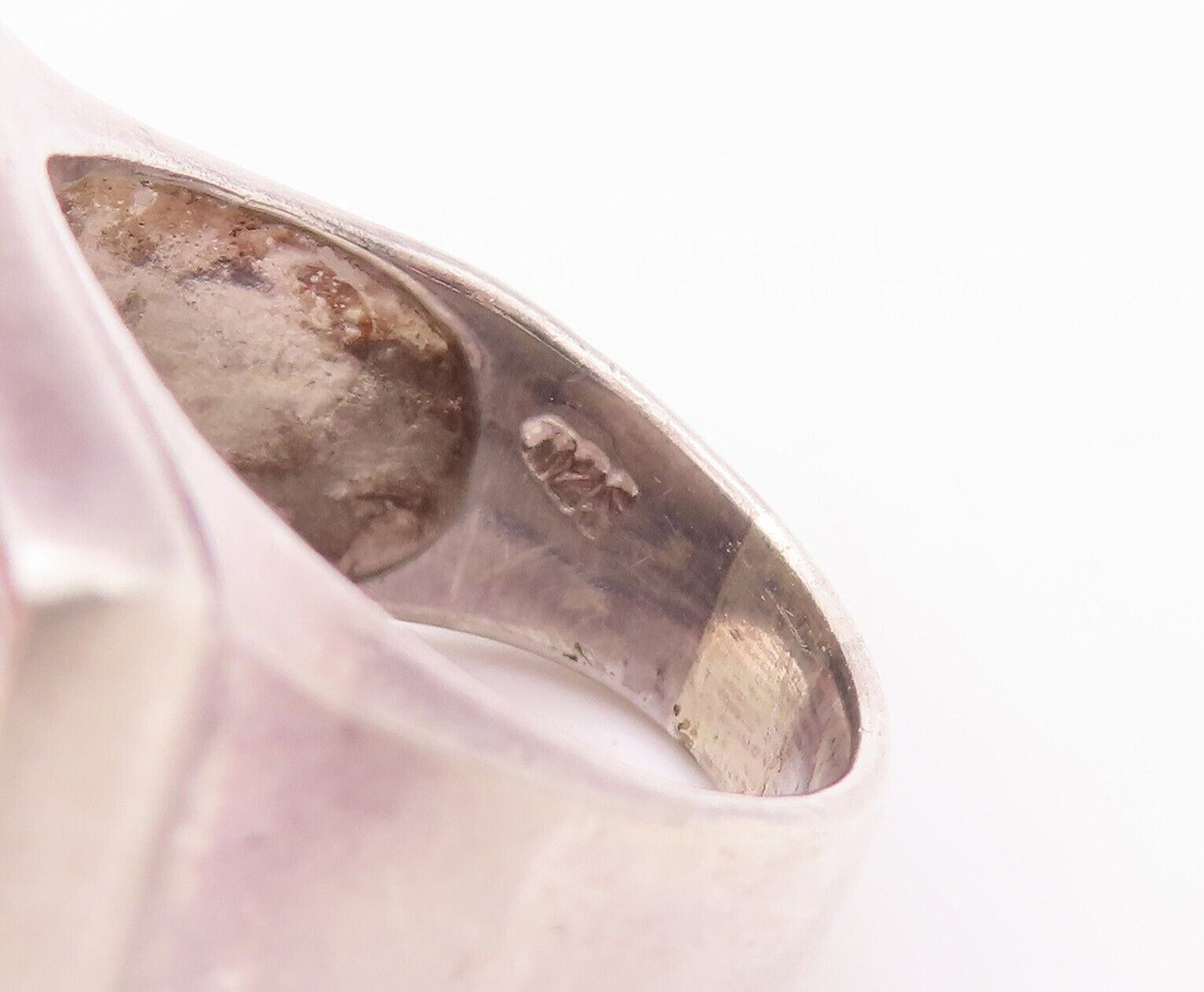 925 Sterling Silver Vintage Ring Minimalist Square Cut Abalone  Sz 7  RG28411