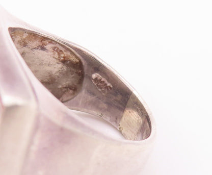 925 Sterling Silver Vintage Ring Minimalist Square Cut Abalone  Sz 7  RG28411