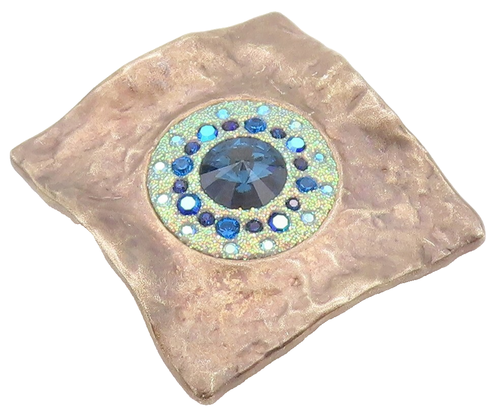 925 Sterling Silver Vintage Pendant Dark Tone Antique Blue CZ Inlay  PT23656