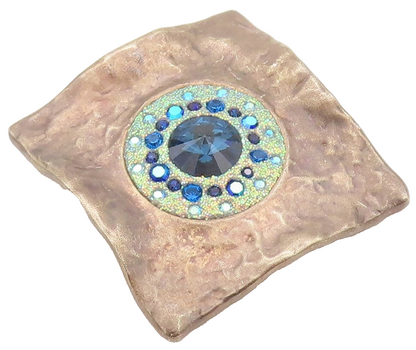 925 Sterling Silver Vintage Pendant Dark Tone Antique Blue CZ Inlay  PT23656