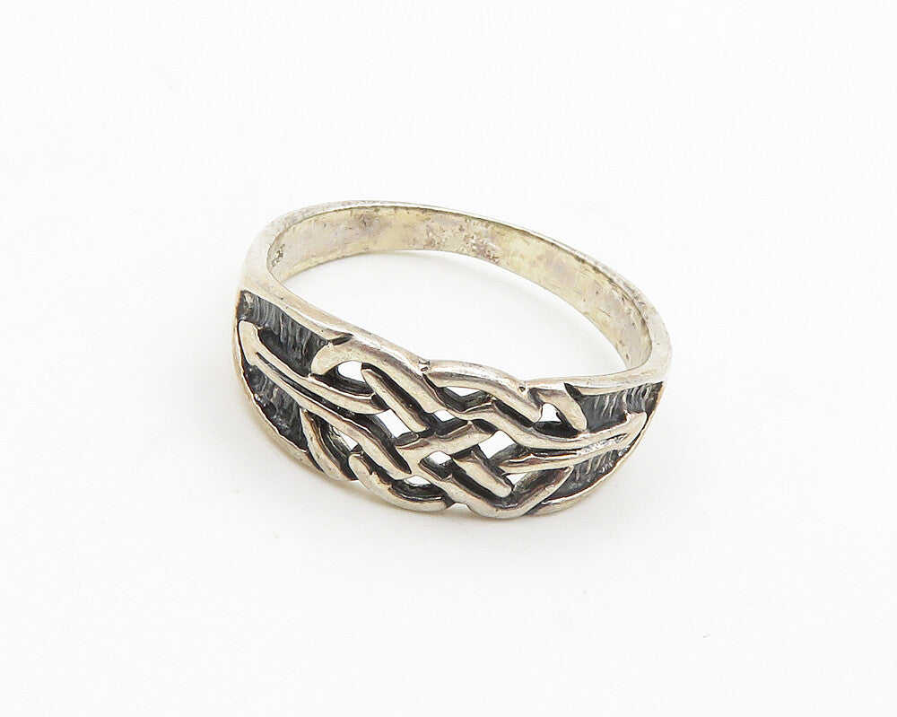 925 Sterling Silver  Vintage Shiny Oxidized Arrow Band Ring Sz 9  RG19350