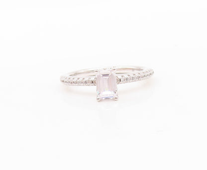 925 Sterling Silver Vintage Ring Rectangle & Round Cut CZ Inlay  Sz 7  RG30188