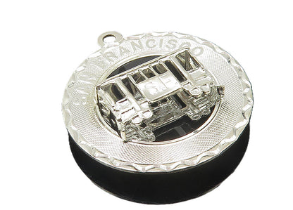 925 Sterling Silver  Vintage Shiny San Francisco Cable Car Pendant  PT9383