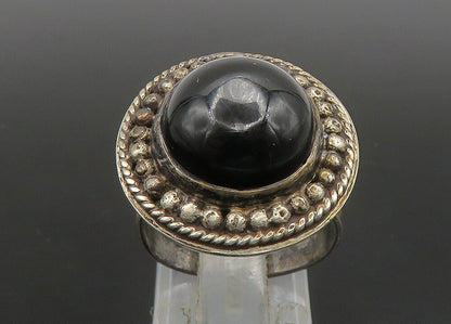 925 Sterling Silver  Vintage Cabochon Black Onyx Cocktail Ring Sz 7.5  RG23515