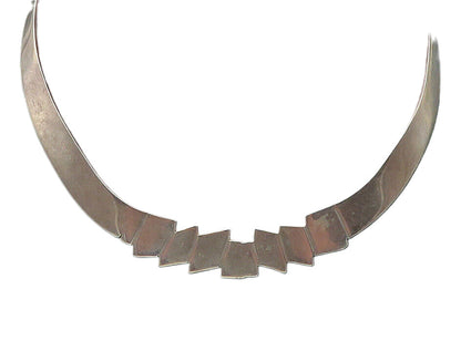 MEXICO 925 Sterling Silver  Vintage Smooth Shiny Collar Necklace  NE1900