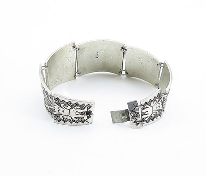 925 Sterling Silver  Vintage Antique Traditional Pattern Chain Bracelet BT2963